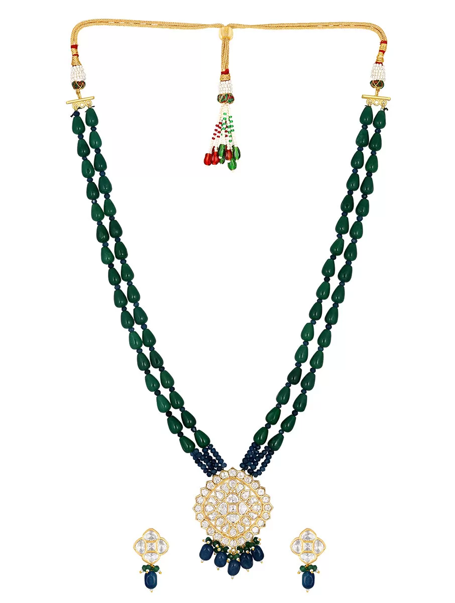 Gold Plated Kundan Necklace with Agate