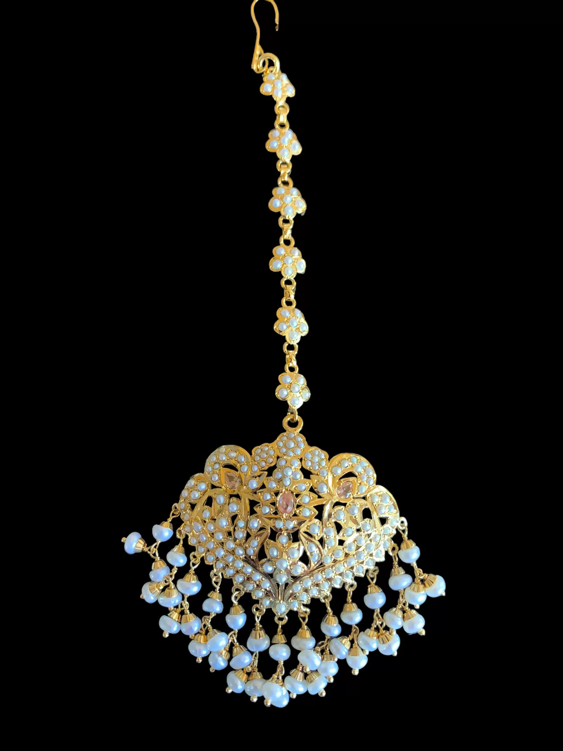 Gold plated silver rani haar in fresh water pearls ( READY TO SHIP)