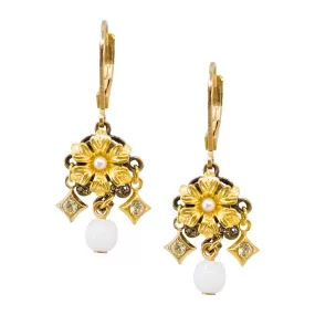 Golden Drop Flower Earrings by Eric et Lydie