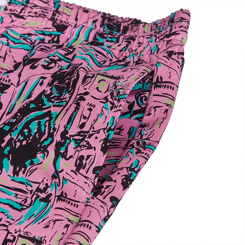 GRAFFITI PRINTED 5'' INSEAM INSEAM SWIM TRUNKS