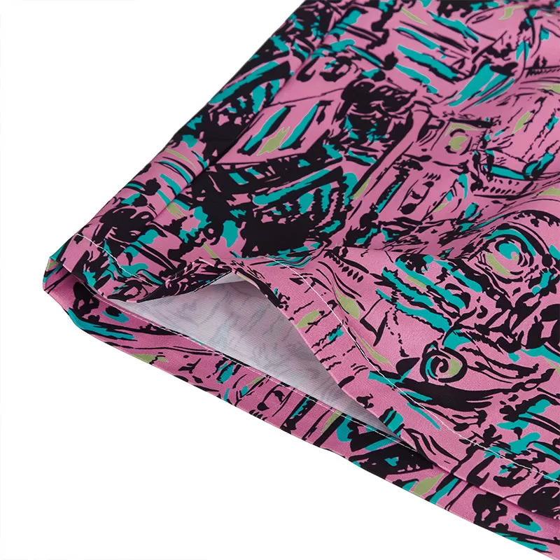 GRAFFITI PRINTED 5'' INSEAM INSEAM SWIM TRUNKS