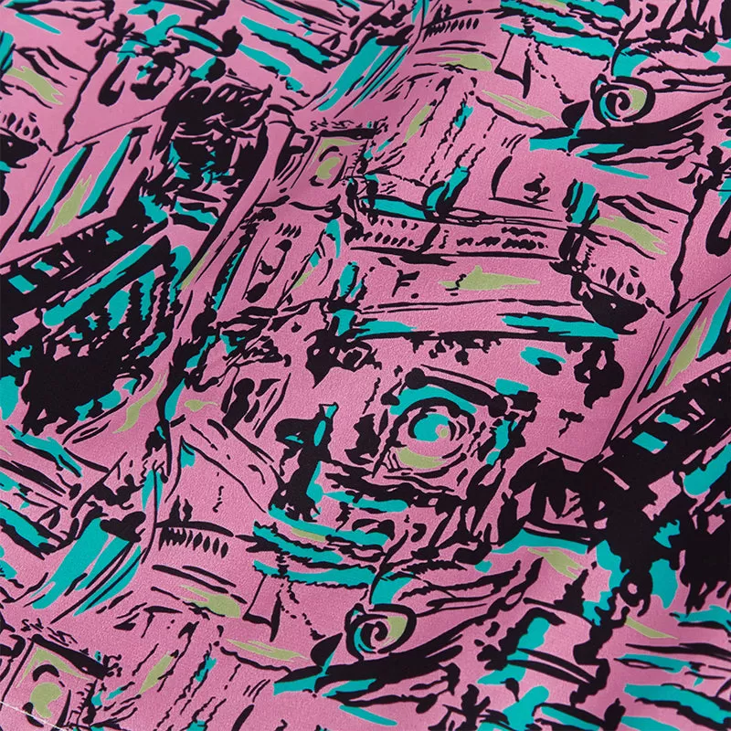 GRAFFITI PRINTED 5'' INSEAM INSEAM SWIM TRUNKS