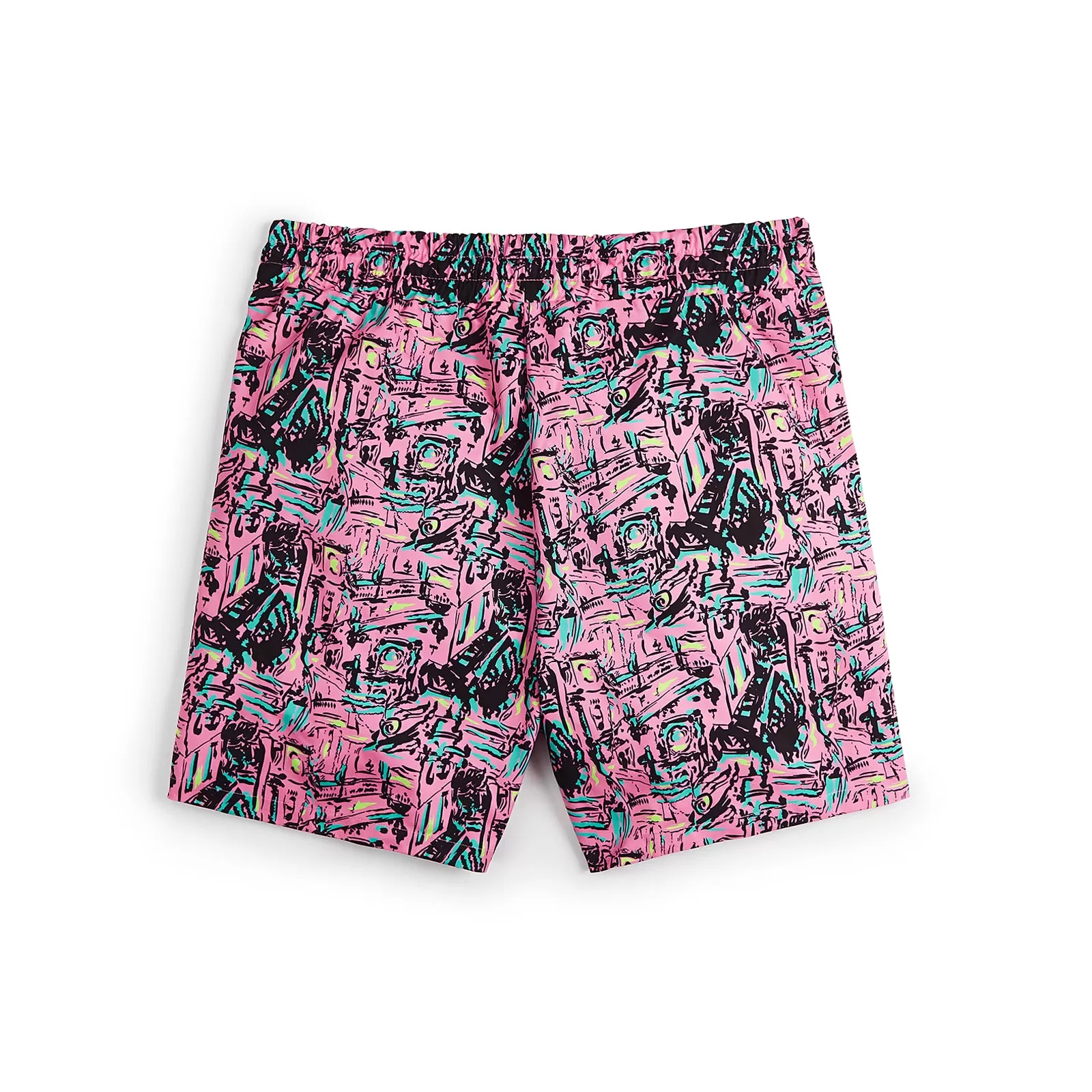 GRAFFITI PRINTED 5'' INSEAM INSEAM SWIM TRUNKS