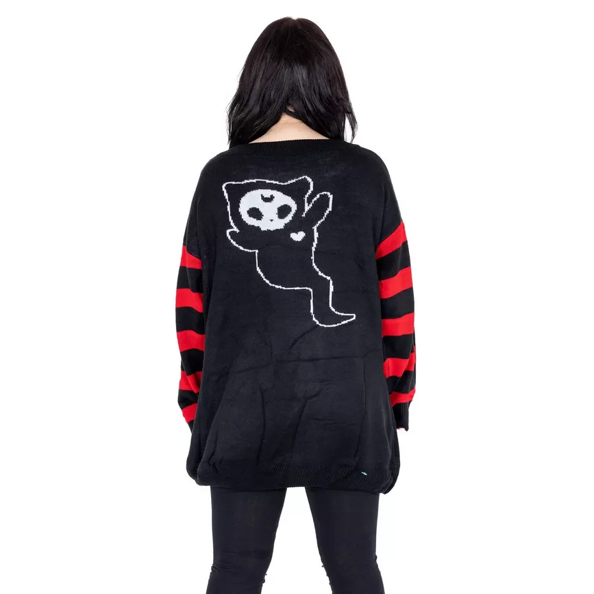 HALF DEAD CAT JUMPER - BLACK/RED