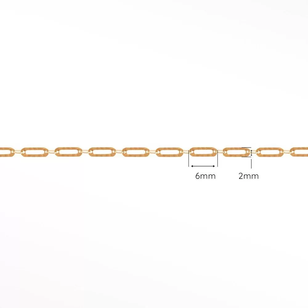 Hammer Paperclip 6mm 14k Rose Gold Chain Designer Line for Permanent Jewelry Sold by the inch