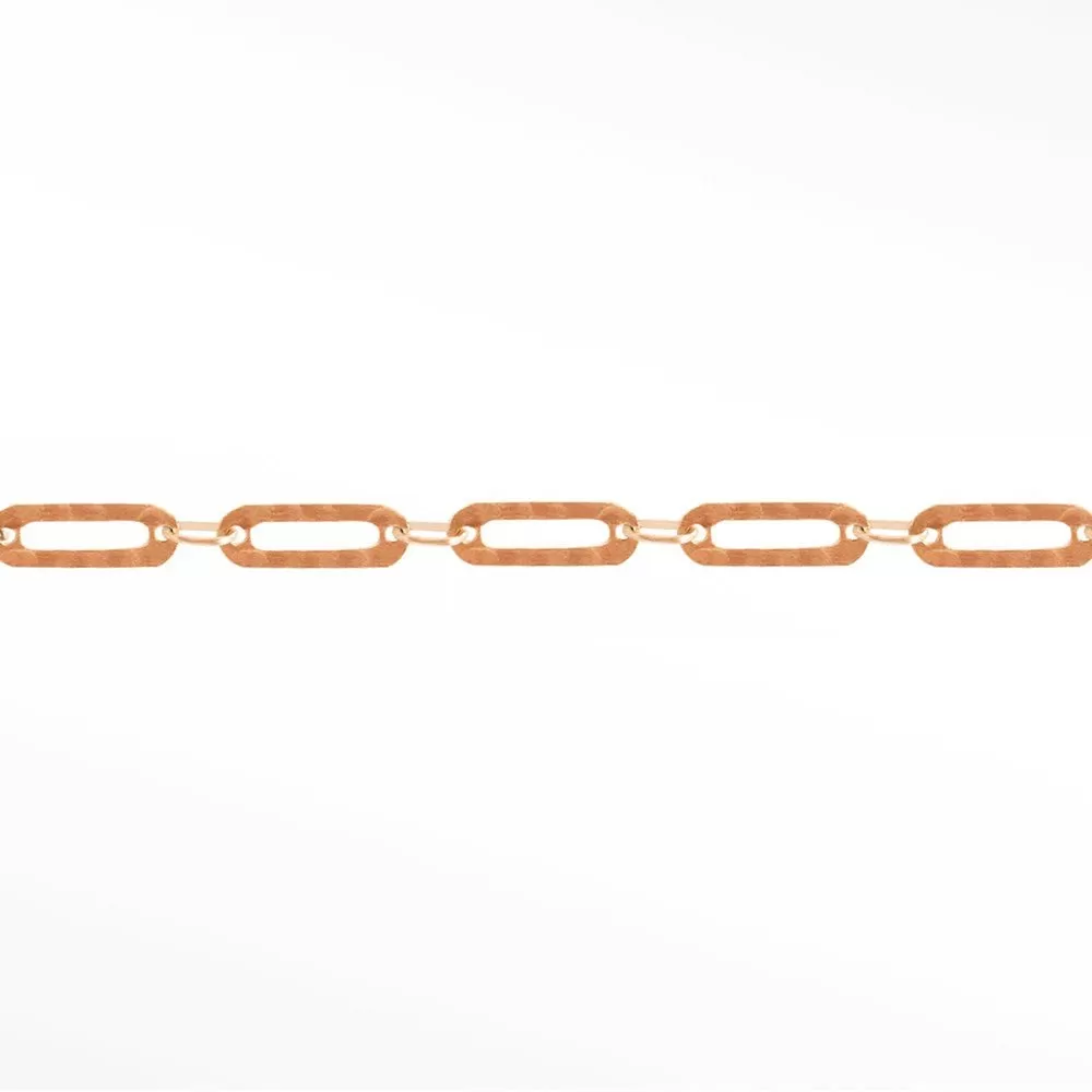 Hammer Paperclip 6mm 14k Rose Gold Chain Designer Line for Permanent Jewelry Sold by the inch