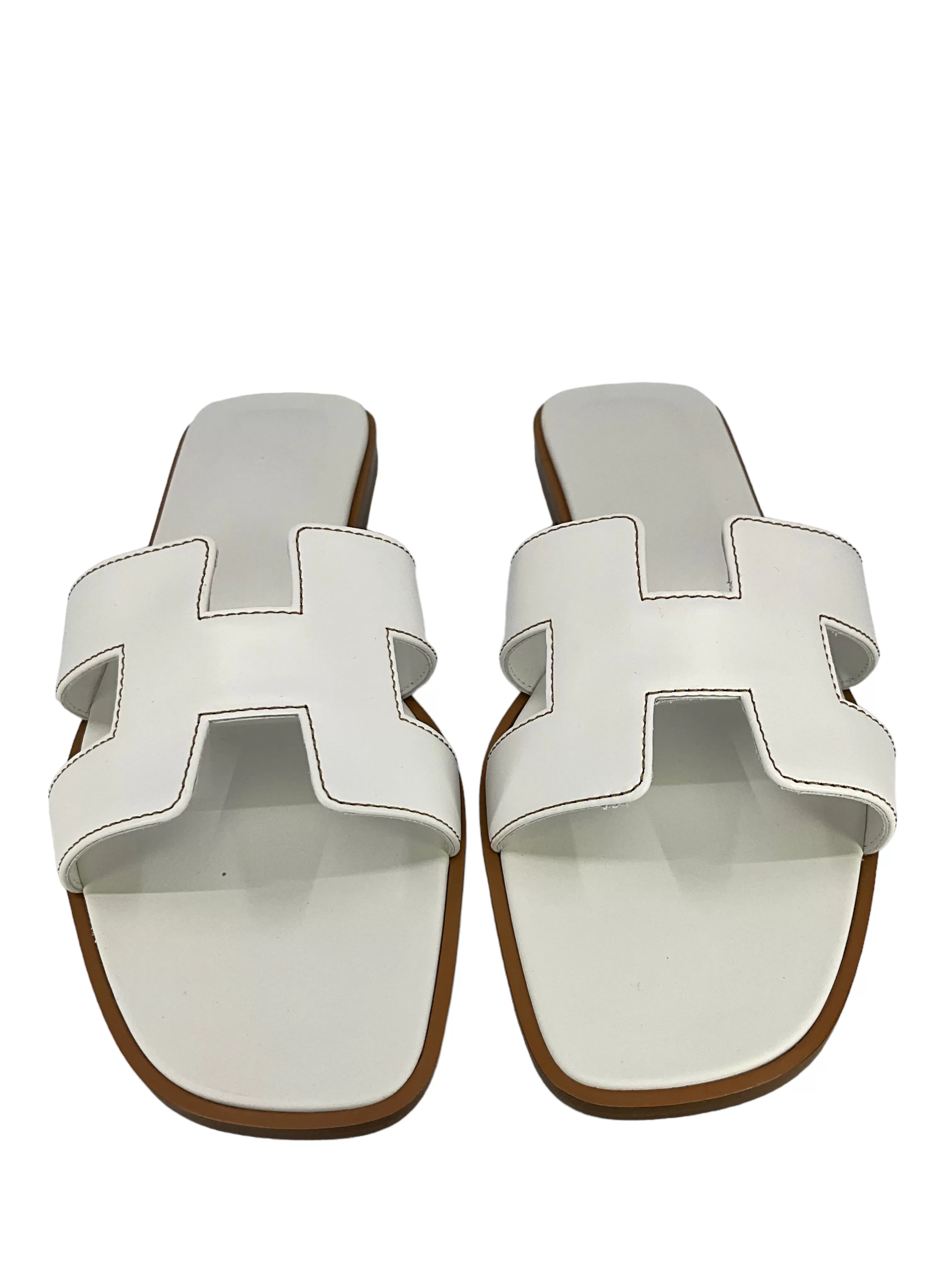 HERMES Calfskin Leather Oran Sandals Size 12