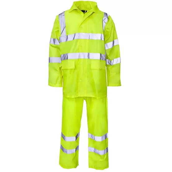 High Visibility Hooded Rainsuit Black