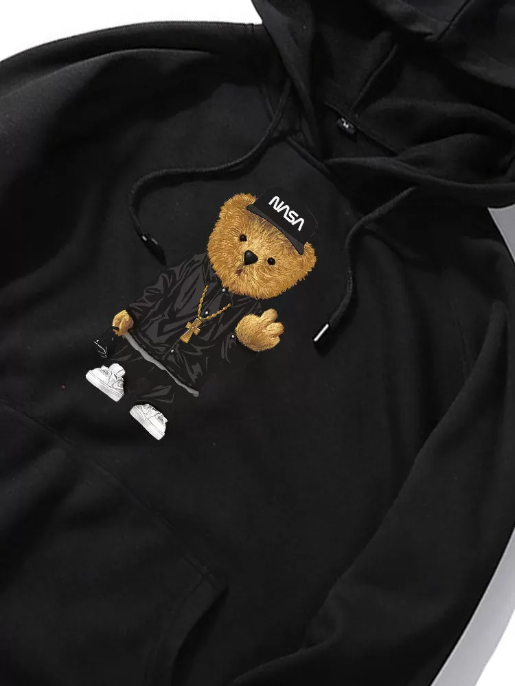 Hip Hop Bear Print Hoodie