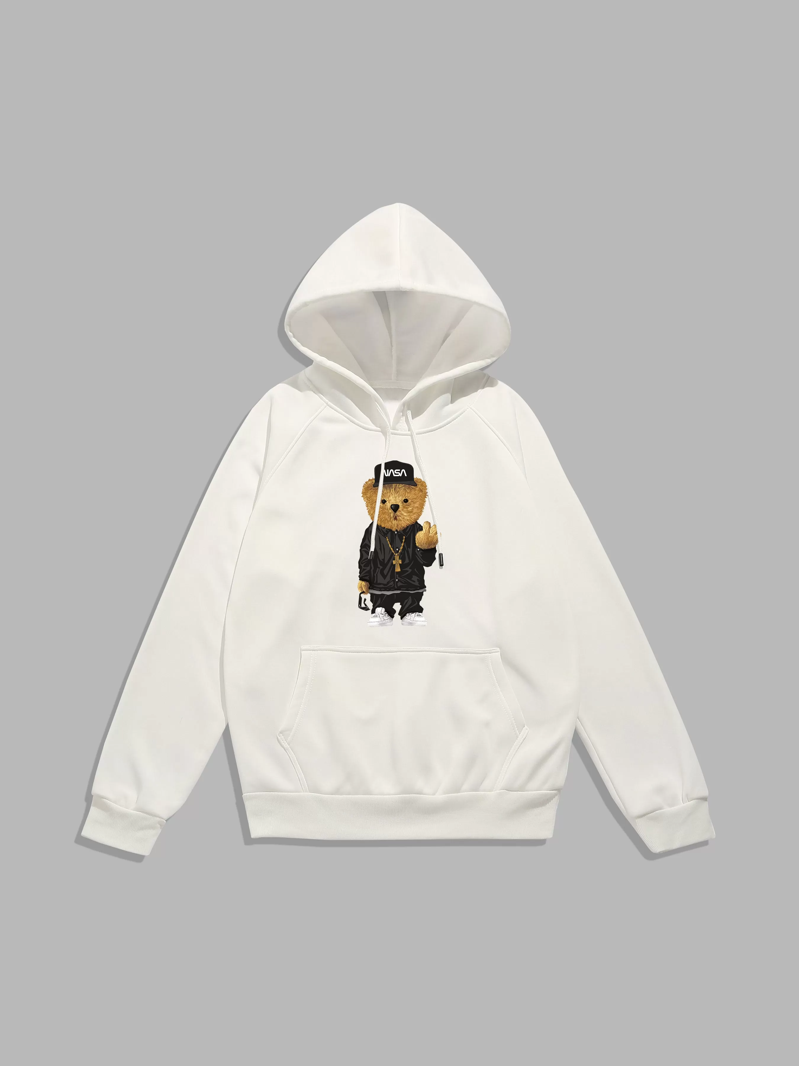 Hip Hop Bear Print Hoodie