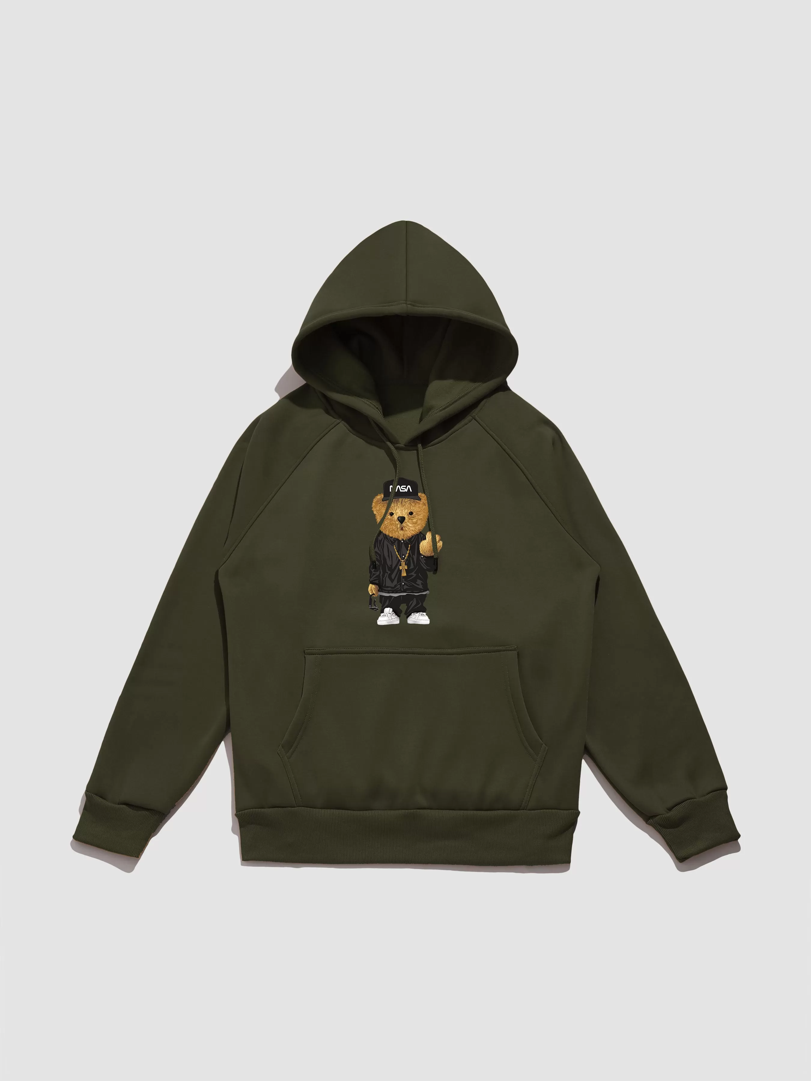 Hip Hop Bear Print Hoodie