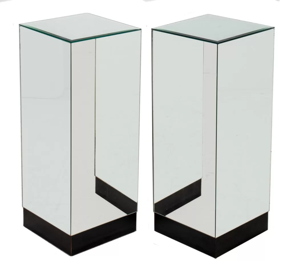 Hollywood Regency Mirrored Pedestals on Base