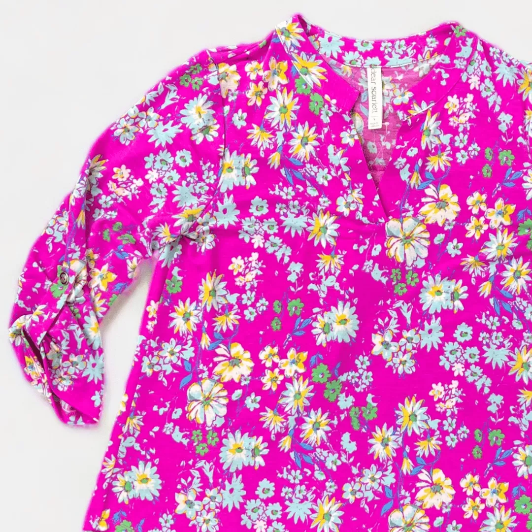 Hot Pink Daisy Lizzy Top [NO RETURNS]