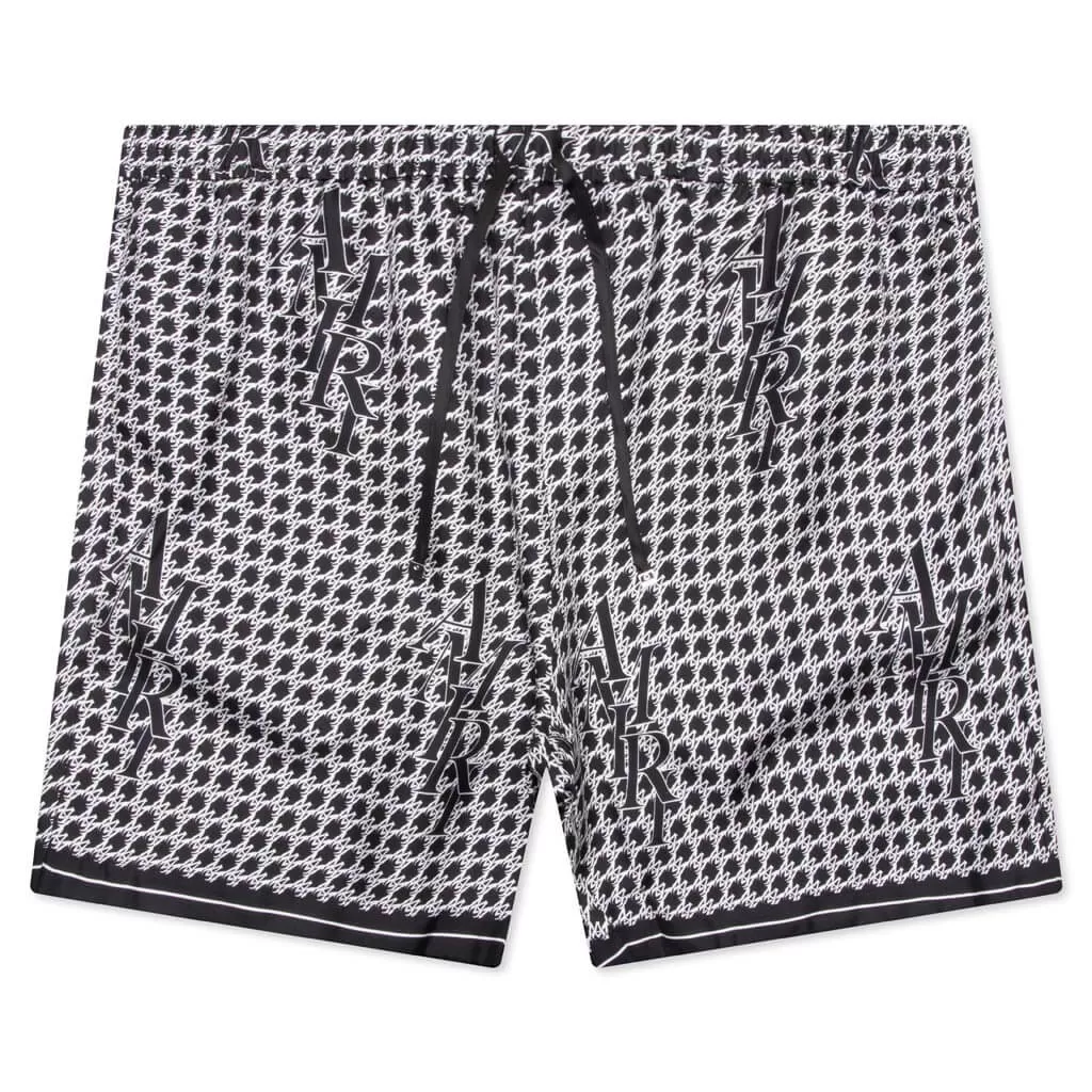 Houndstooth Silk Short - Black