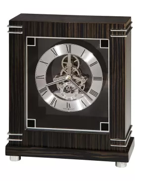 Howard Miller Batavia Skeleton Mantel Clock - Macassar Ebony Finish&#44; Silver Dial