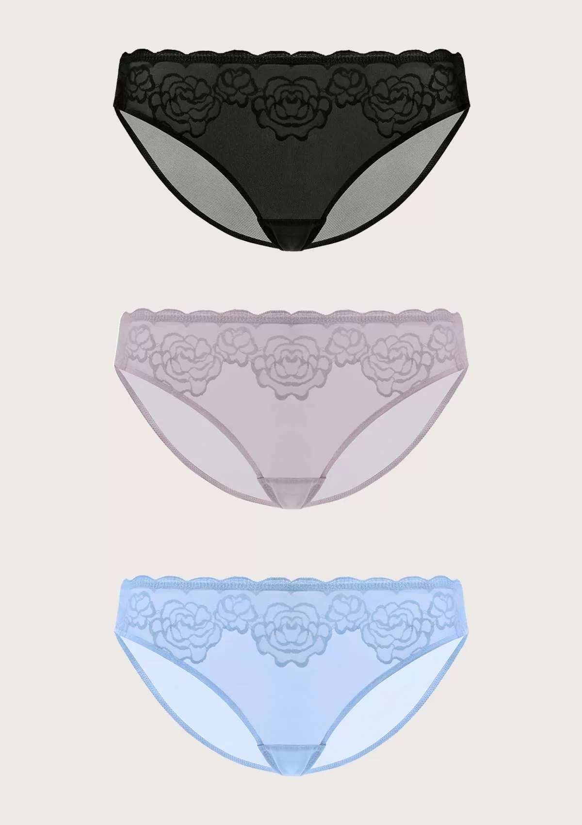 HSIA Retro Rose Lace Bikini Underwear 3 Pack