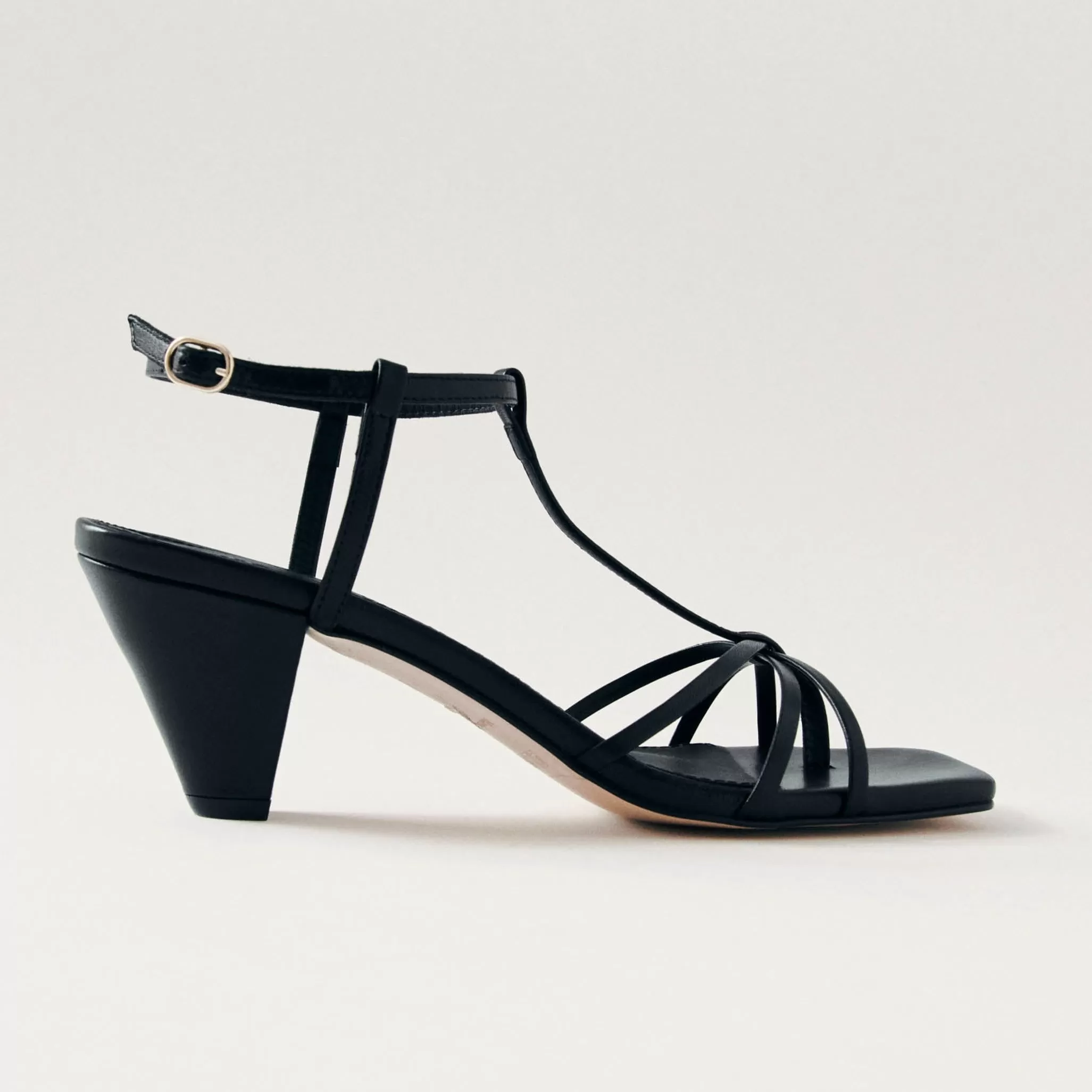 Ines Black Leather Sandals