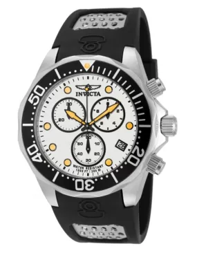 INVICTA Mens Pro-Diver Chronograph Watch - Stainless Steel - White Dial - Date