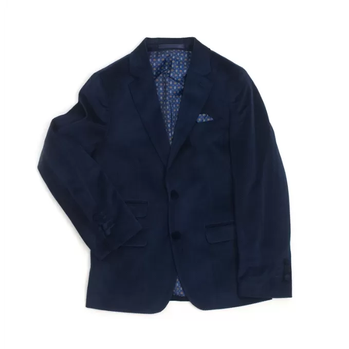 Isaac Mizrahi Boys Velvet Navy Diamond Blazer BL2519