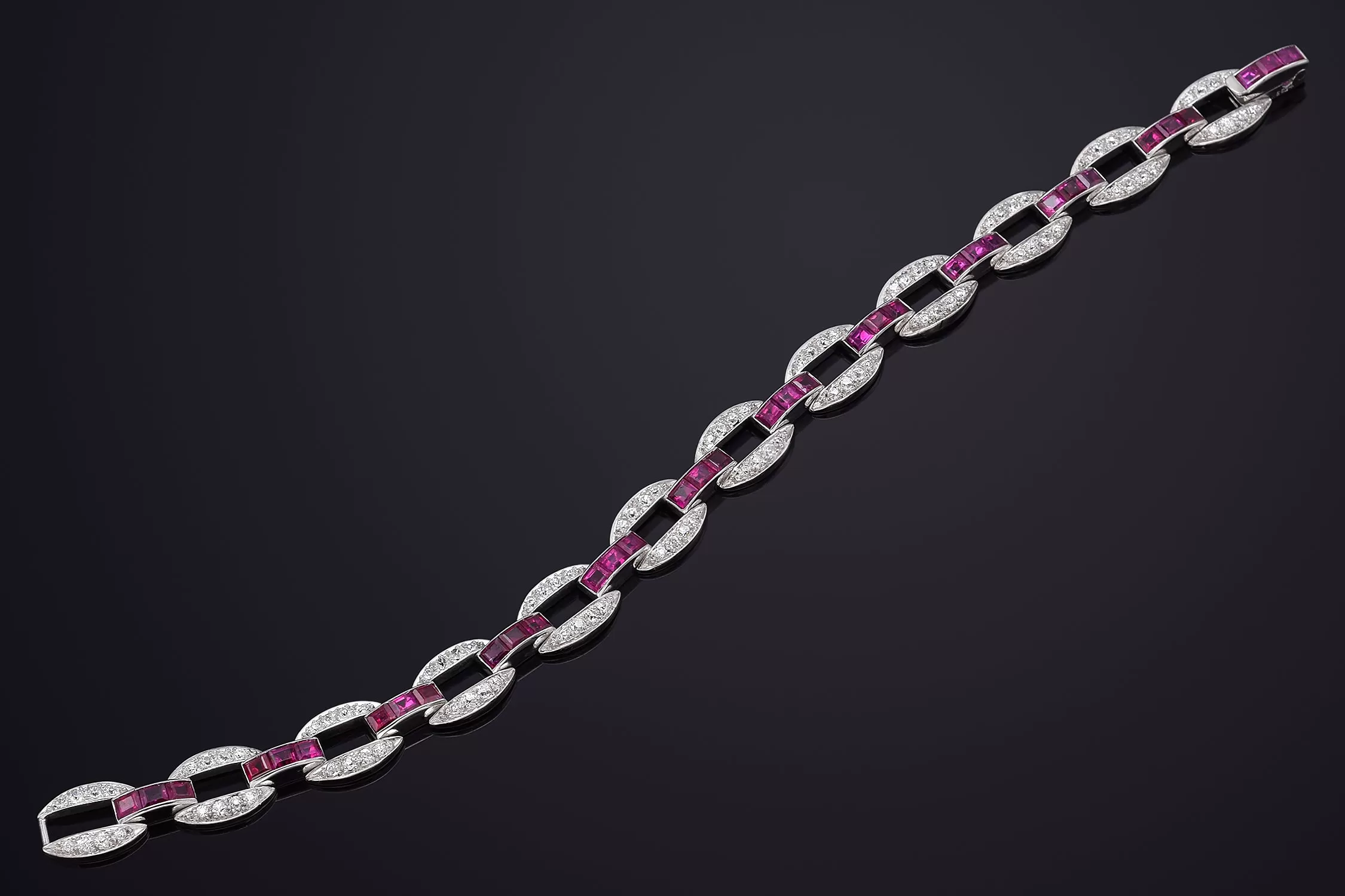 J.E. Caldwell & Co Platinum Ruby & 1.92TCW Old Euro Cut Diamond Tennis Bracelet