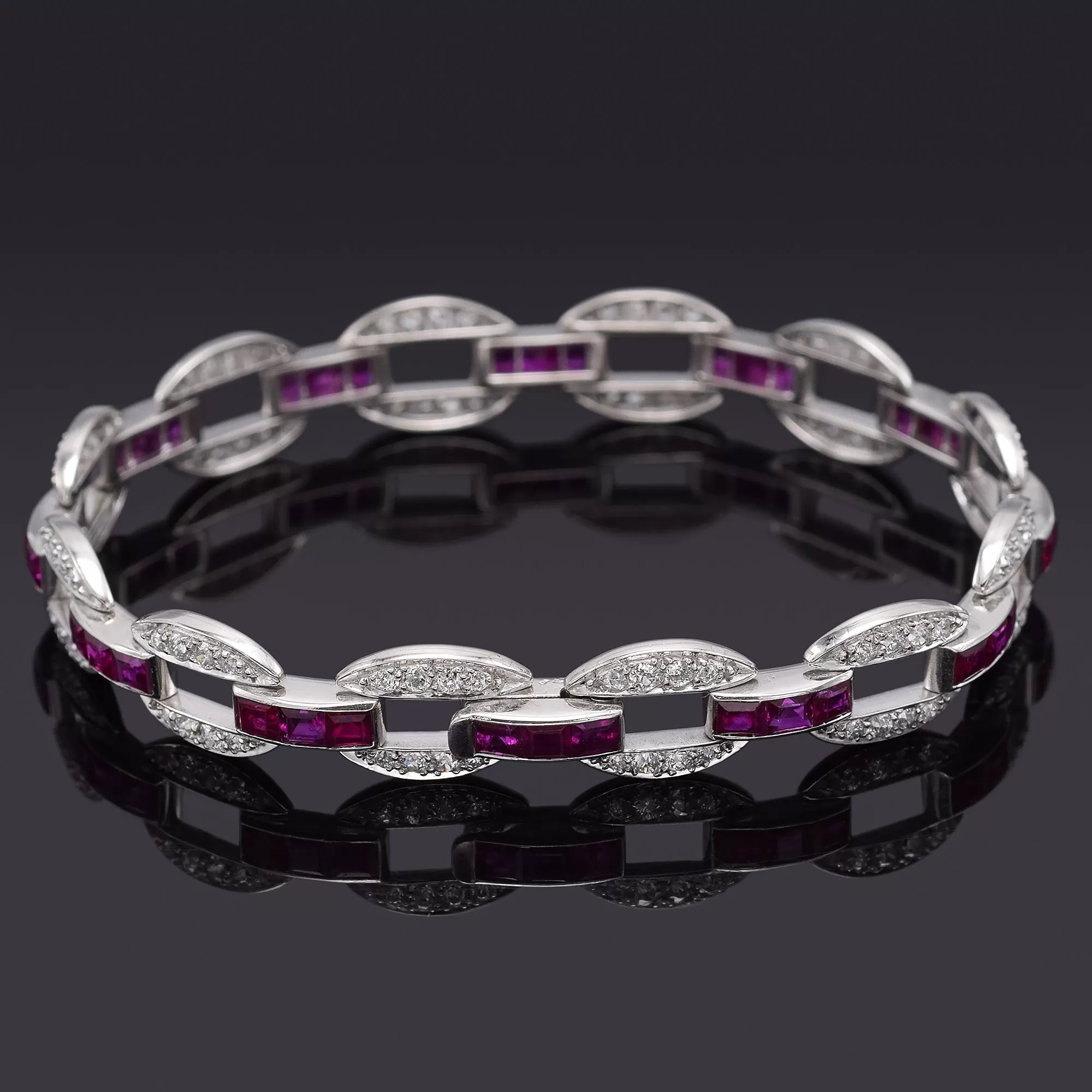 J.E. Caldwell & Co Platinum Ruby & 1.92TCW Old Euro Cut Diamond Tennis Bracelet