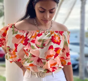 Kailua one shoulder flower top