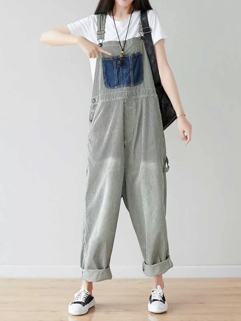 Keep Your Eyes Patch Denim Overall Dungarees