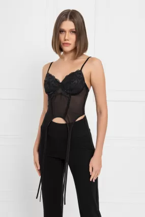 Kiki Riki Xena Lace Mesh Bustier Crop Top