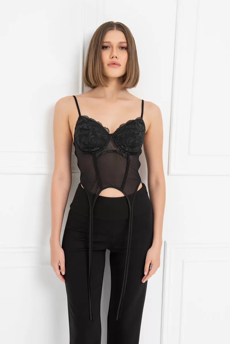 Kiki Riki Xena Lace Mesh Bustier Crop Top