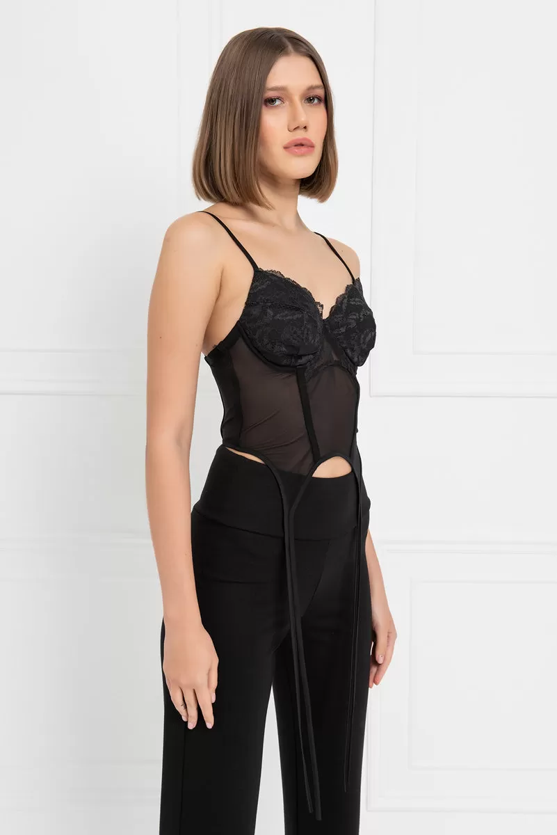 Kiki Riki Xena Lace Mesh Bustier Crop Top