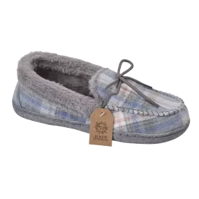 Ladies Bedroom Slippers Slate Grey  Check Pembroke Jo & Joe