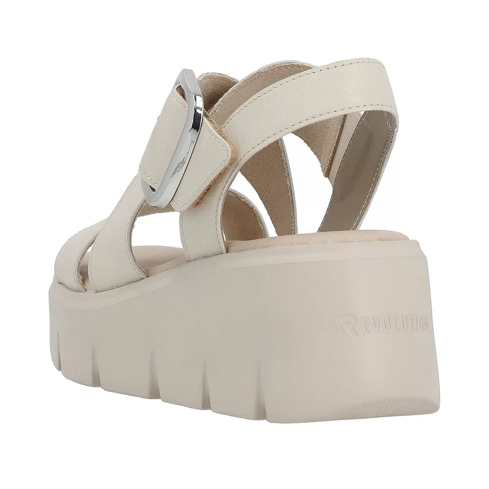 Ladies Evolution By Rieker Sandals Beige Chunky Platform W1550-60 sale