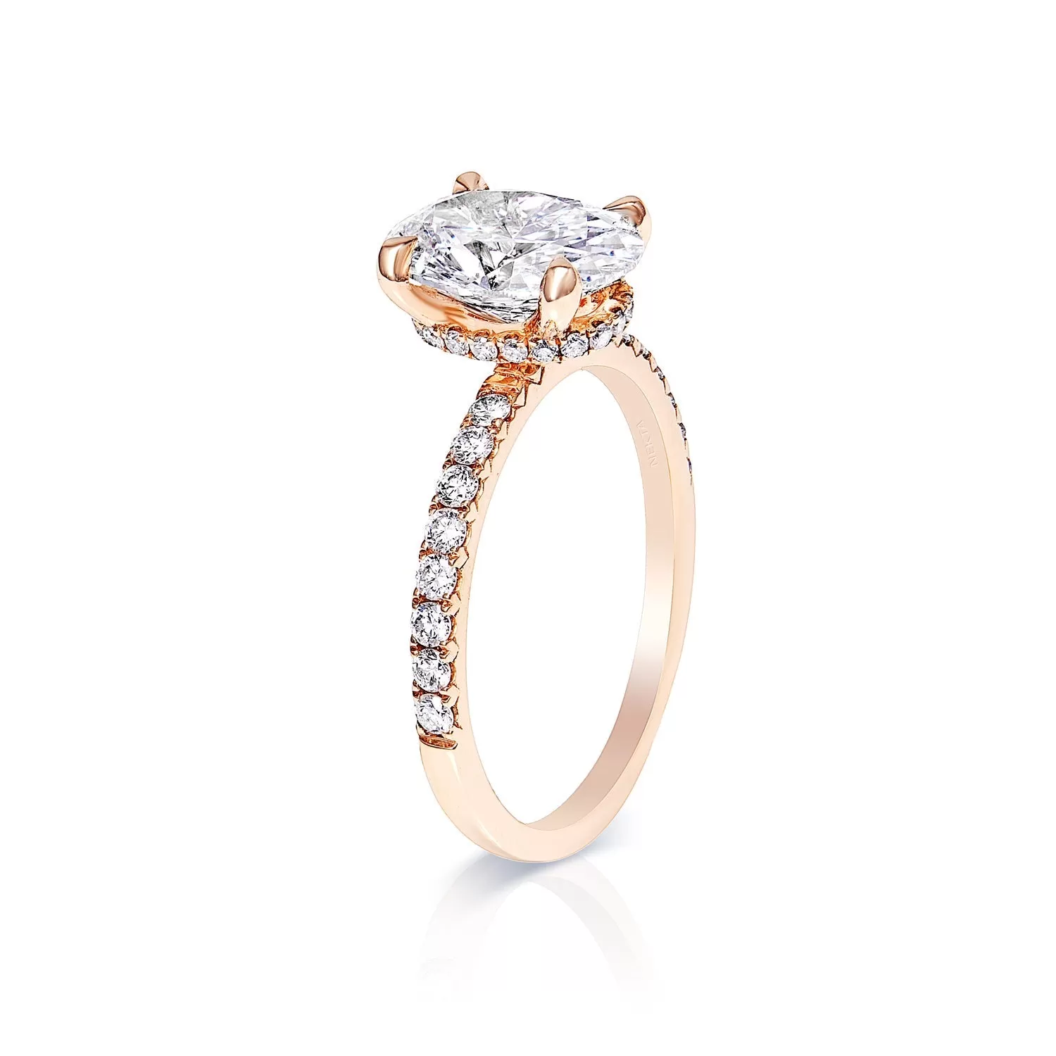 LAILA 2 Carat Oval Cut Lab Grown Diamond Engagement Ring Rose Gold IGI Certified