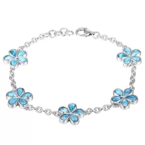 Larimar Plumeria Charm Bracelet