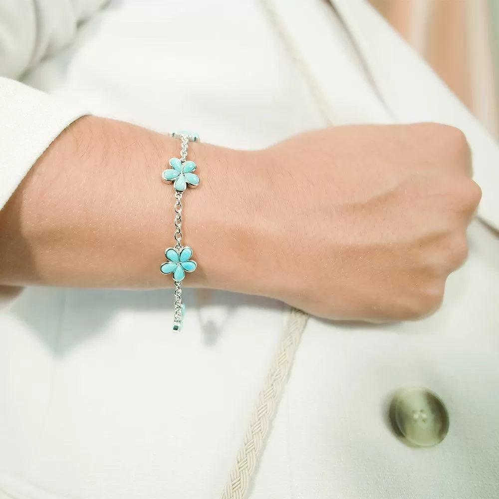 Larimar Plumeria Charm Bracelet