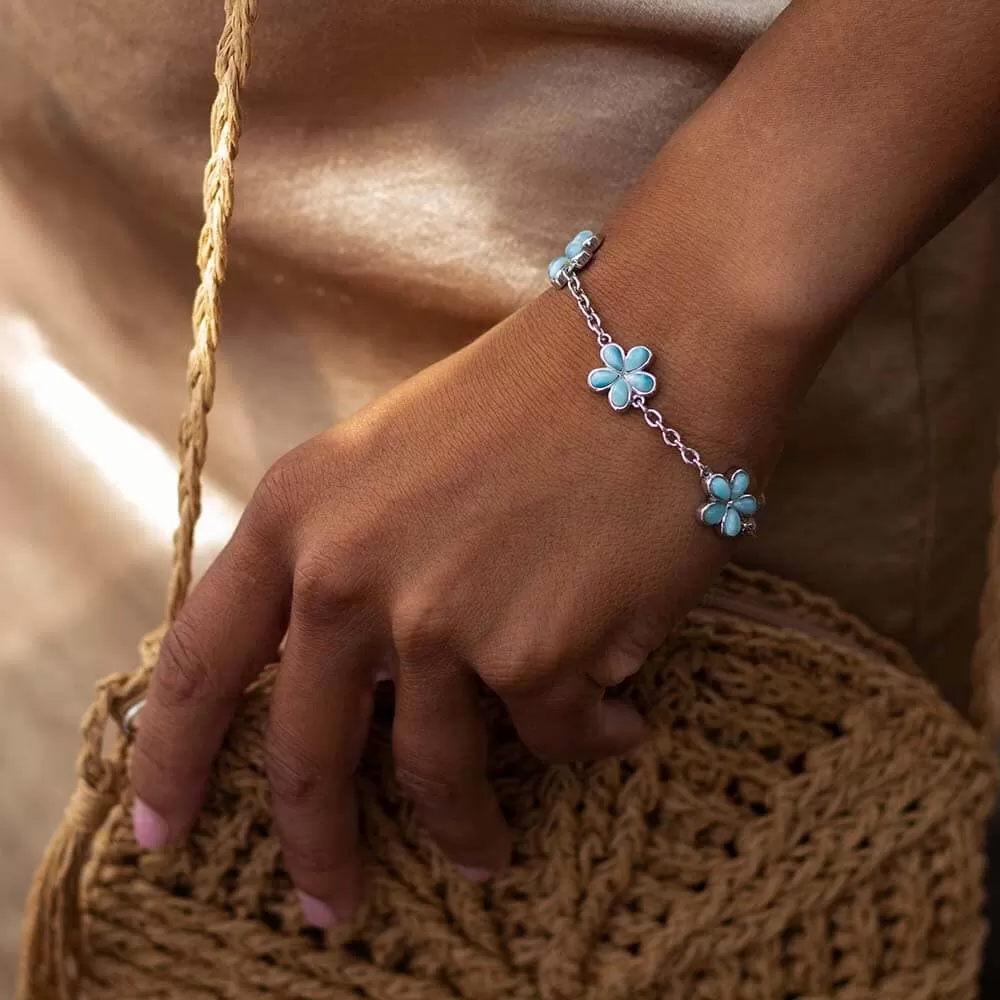 Larimar Plumeria Charm Bracelet