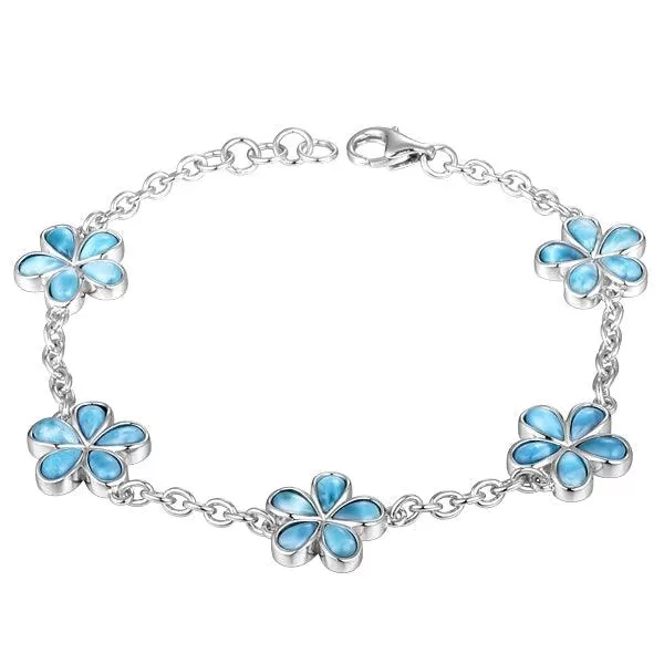 Larimar Plumeria Charm Bracelet