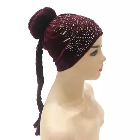 Layla Jewel Turban Cap - Maroon