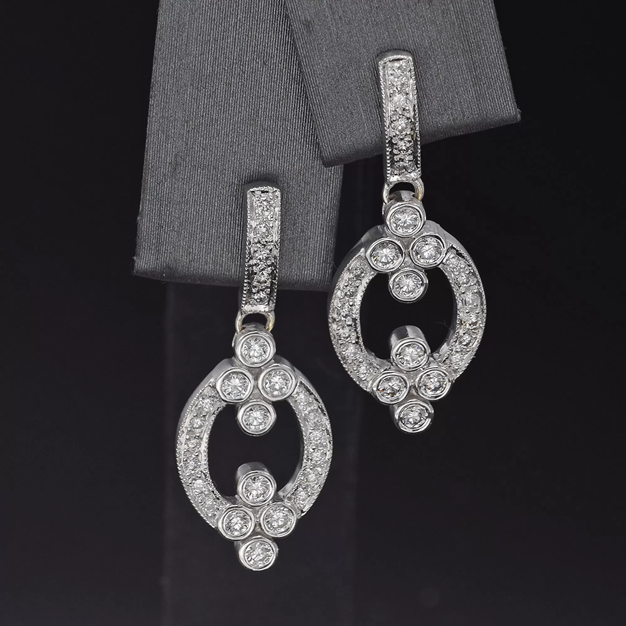 Leslie Greene 18K White Gold 0.87 TCW Diamond Dangle Earrings