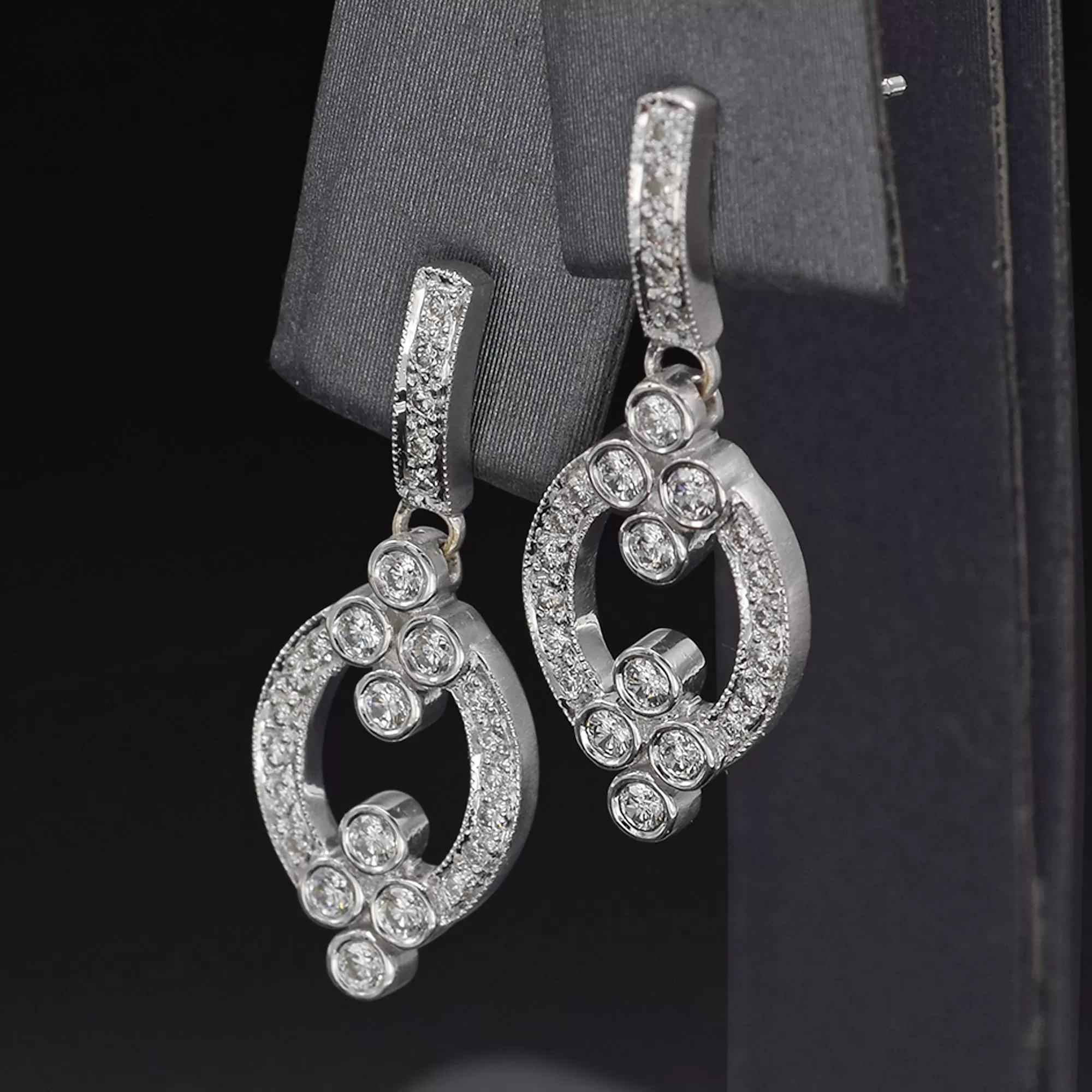 Leslie Greene 18K White Gold 0.87 TCW Diamond Dangle Earrings