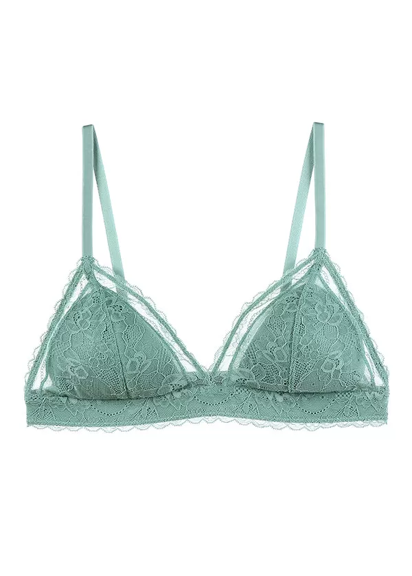 LILY Comfort Triangle Wireless Recycled Lace Bralette Demi Bra