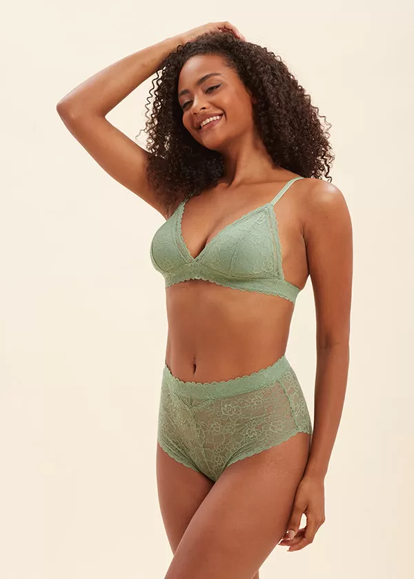 LILY Comfort Triangle Wireless Recycled Lace Bralette Demi Bra