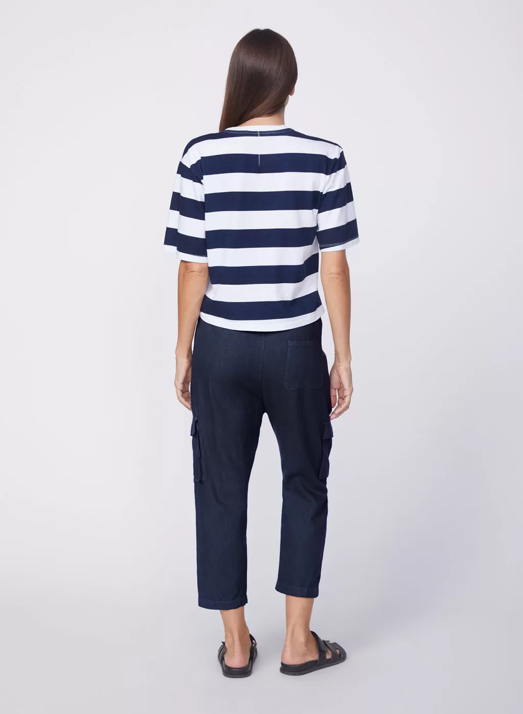 Linen Paperbag Cargo Pant in New Navy