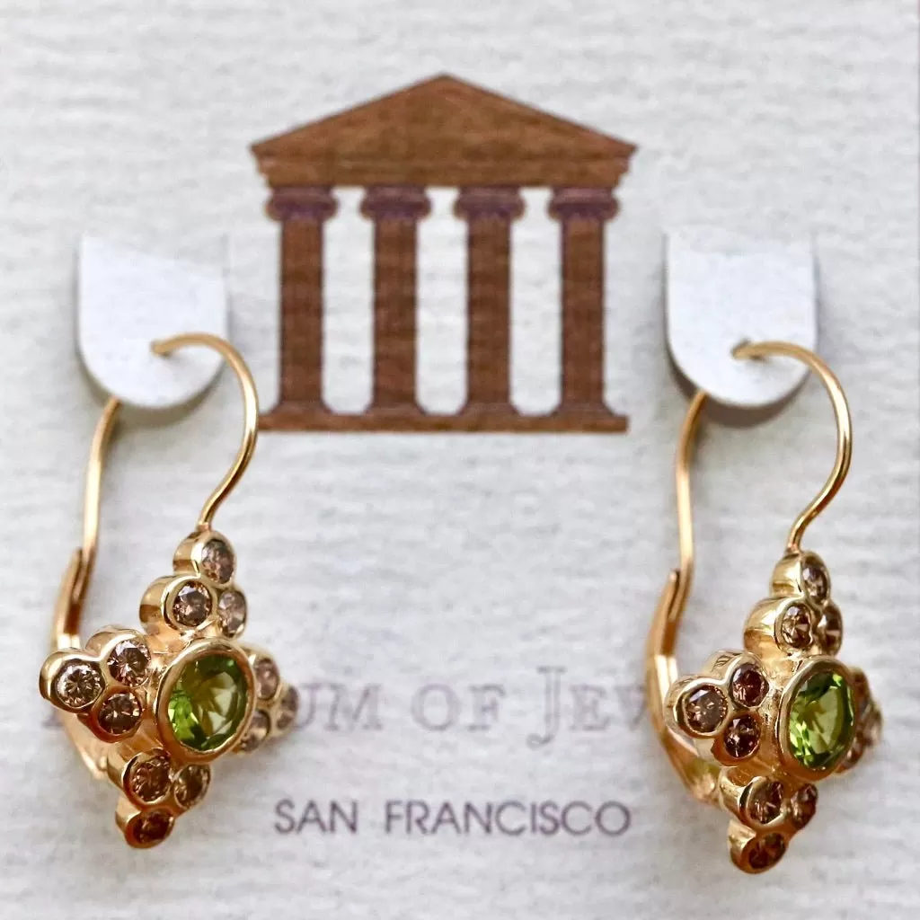 Madame Bovary 14k Gold, Peridot and Diamond Earrings