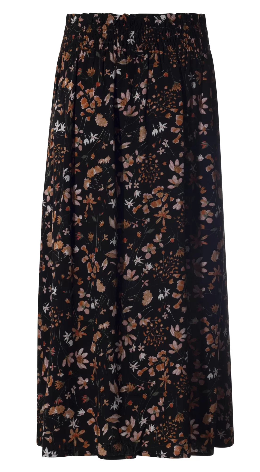 Maxi Skirt with shirred waistband | Orange Black Vine | 3364YY