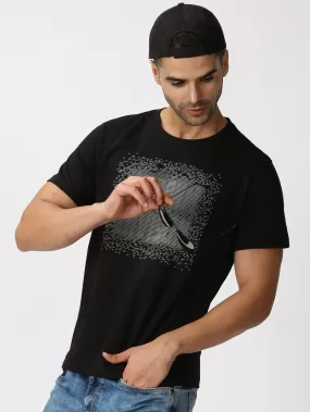 MEN'S BLACK SOLID SLIM FIT T-SHIRT