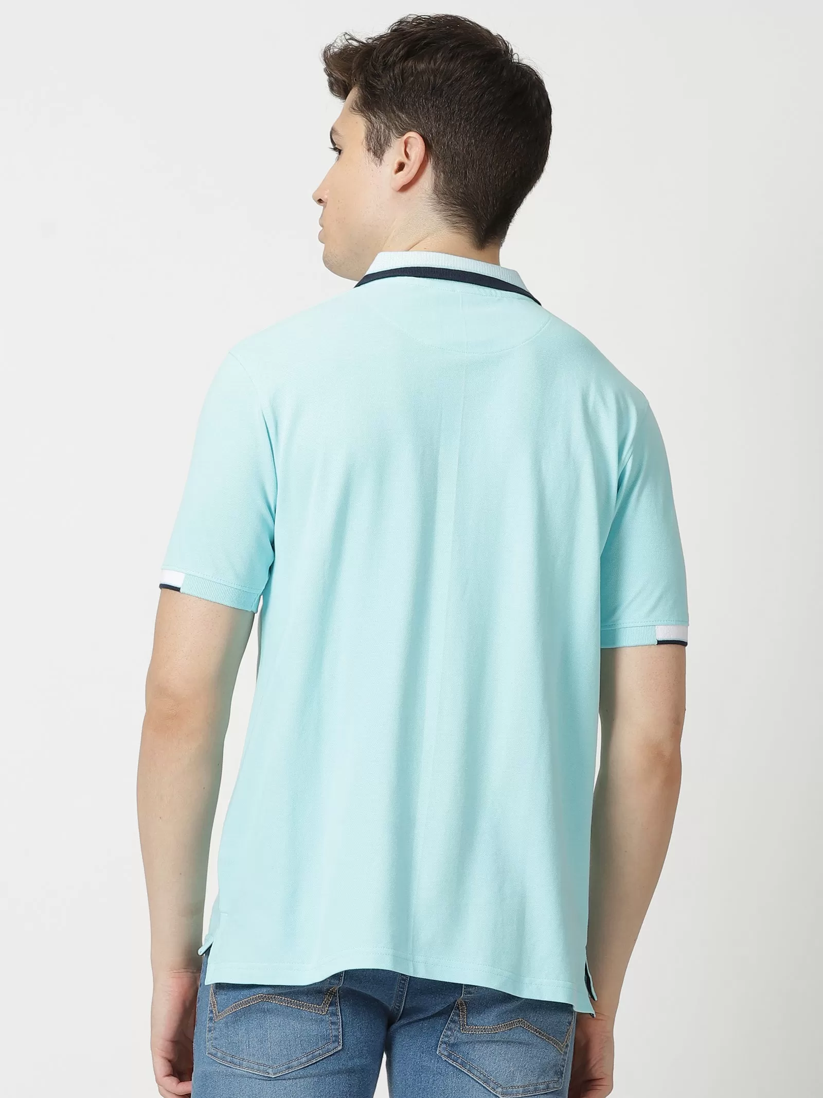 MEN'S BLUE SOLID SLIM FIT T SHIRT