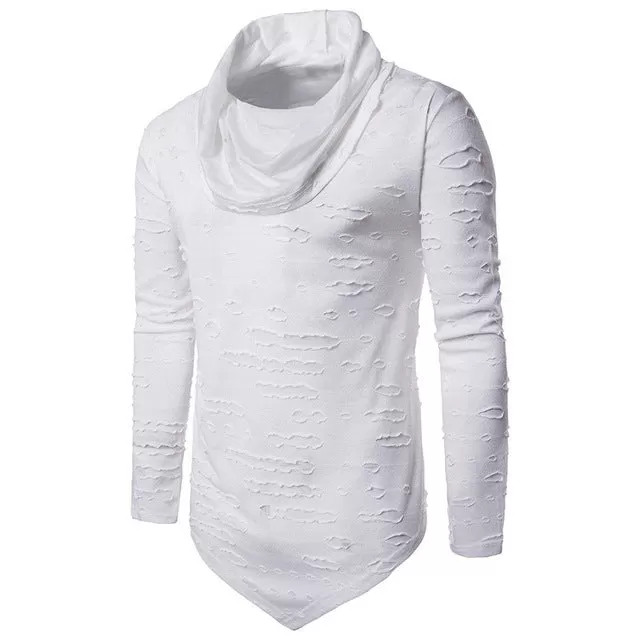 Men's Long Sleeve Ripped T-Shirt