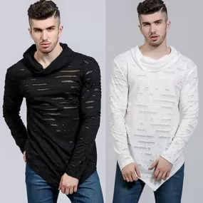 Men's Long Sleeve Ripped T-Shirt