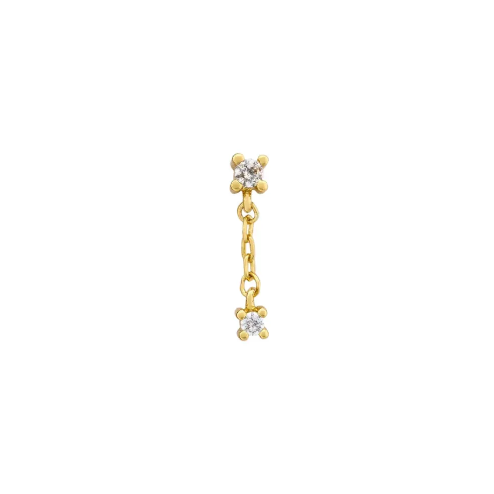 Mini Dangle Chain Duo Diamond Flat Back Earring (18G)